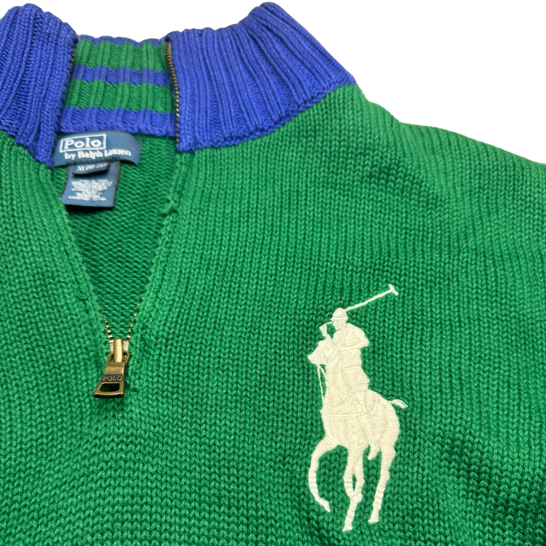 Ralph Lauren halfzip blau/grün weißes Big Pony